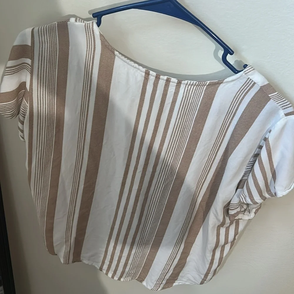 Striped V-Neck Tie-Front Blouse - Picture 3 of 4